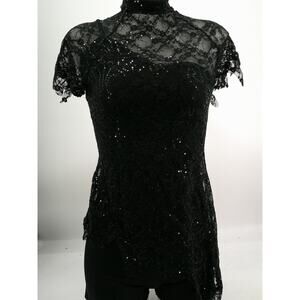 Dance Costume Kelle   Large Adult Black Lace Jazz Tap Sequins